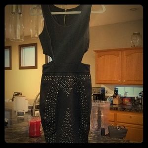 Black studded dress with side cut outs